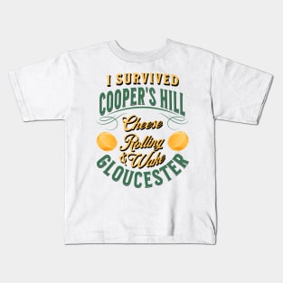 I survived Cooper's Hill Cheese Rolling & Wake Gloucester Kids T-Shirt